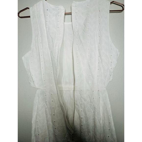SLATE & WILLOW White Lace Eyelet Sleeveless 100% Cotton Midi Dress Size Medium - Picture 13 of 16